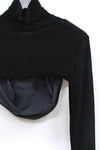 Un Morceau wool knitted crinkled stretch band crop top AW22 UM222SZ15 black
